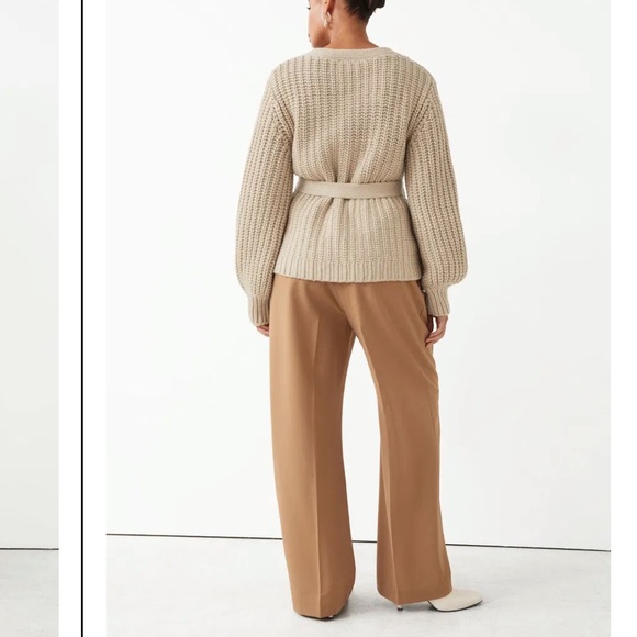 & OTHER STORIES LOS ANGELES ATELIER Chunky Wool Belted Cardigan Sweater - XS - Picture 2 of 14